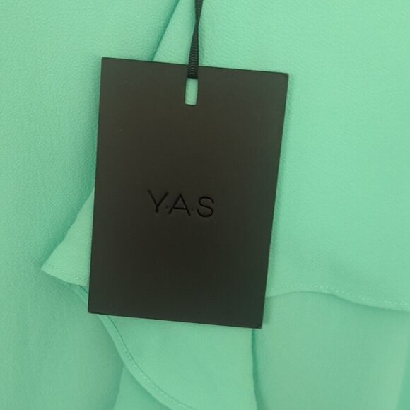 YAS Women's Green Boxy Short Sleeve Summer Blouse With Low Back - Size M NWT - Picture 5 of 6